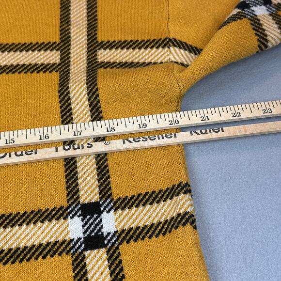 Tahari Sweater Womens Medium Gold White Black Plaid Mock Turtleneck Pullover - Picture 7 of 11